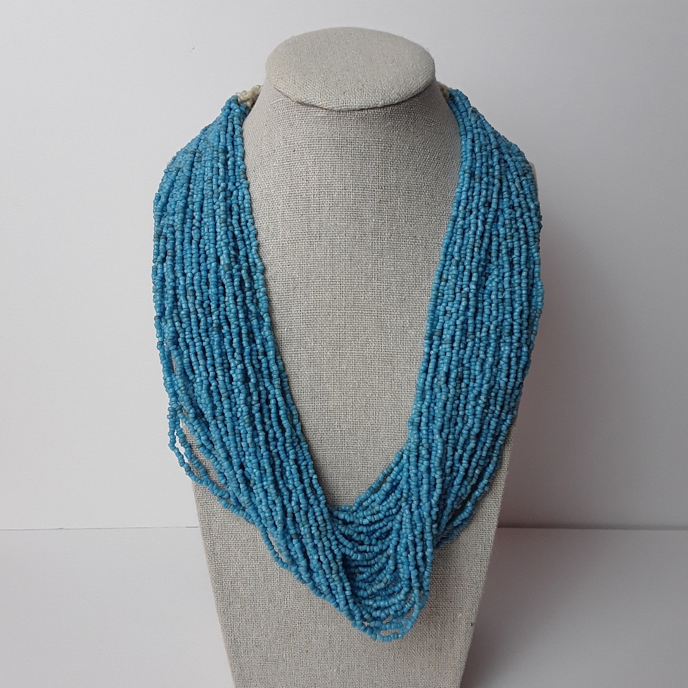 Vintage Seed Glass Multi-String Necklace